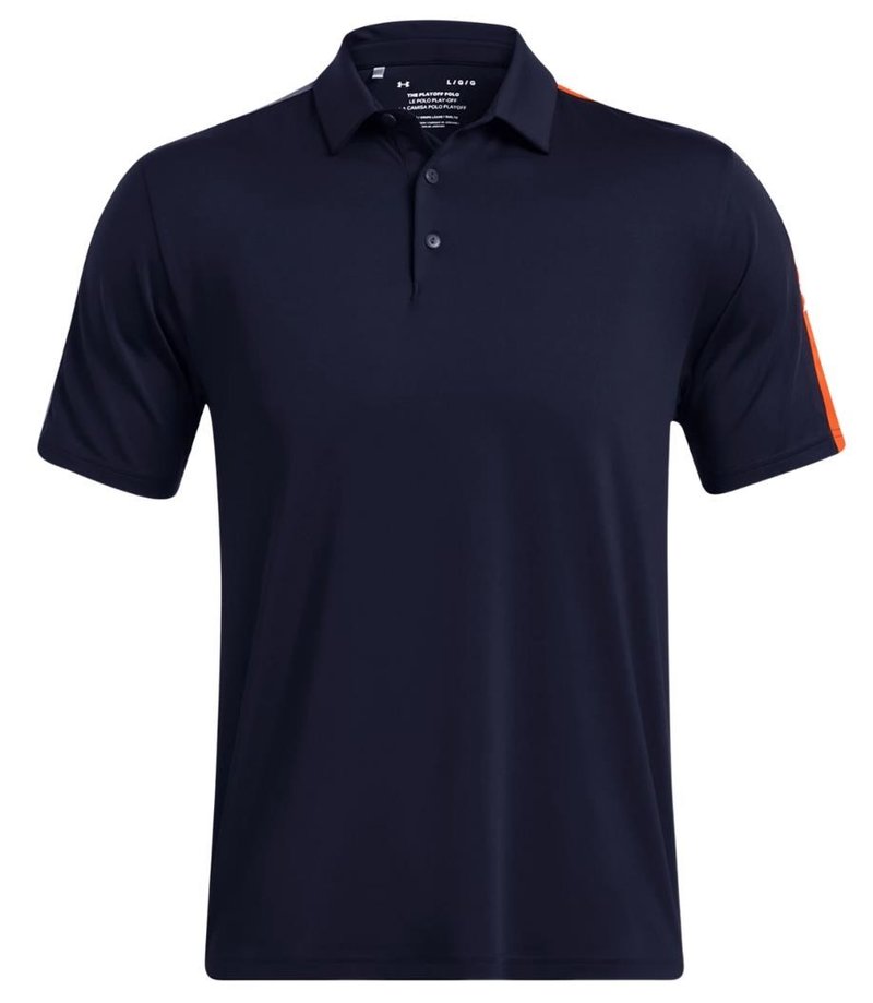 Under Armour Playoff 3.0 Striker pánske polo, midnight navy/phoenix fire/white