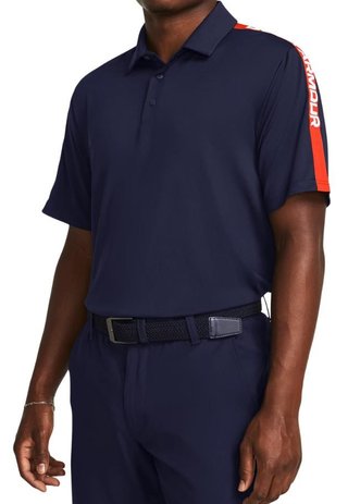 Under Armour Playoff 3.0 Striker pánske polo, midnight navy/phoenix fire/white