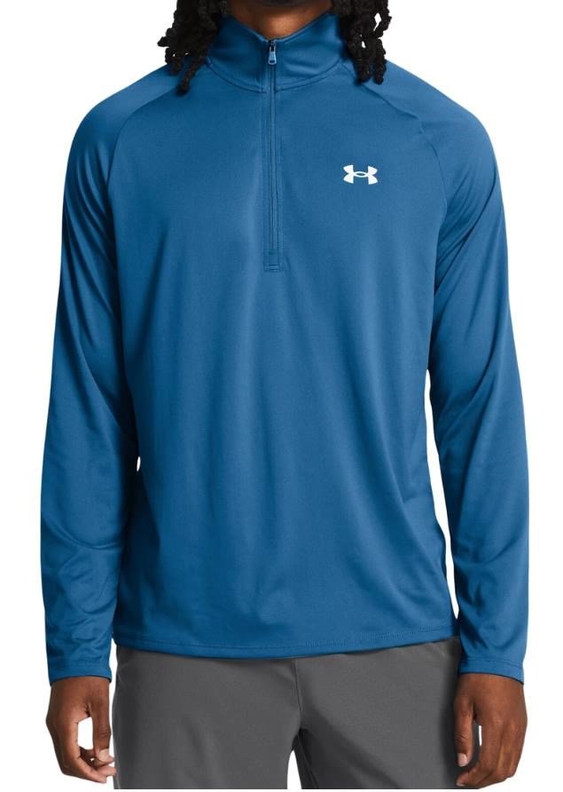 Under Armour Tech 2.0 1/2 Zip pánske tričko s dlhým rukávom, photon blue/white