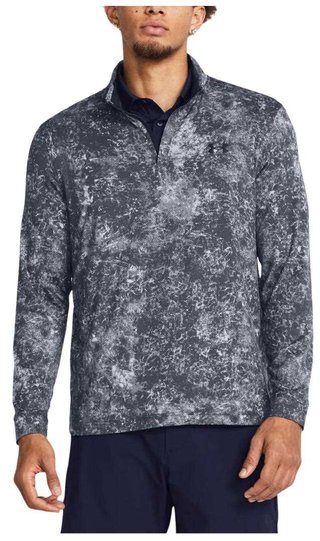 Under Armour Playoff Printed 1/4 Zip pánska mikina, downpour gray/midnight navy