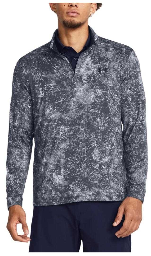 Under Armour Playoff Printed 1/4 Zip pánska mikina, downpour gray/midnight navy