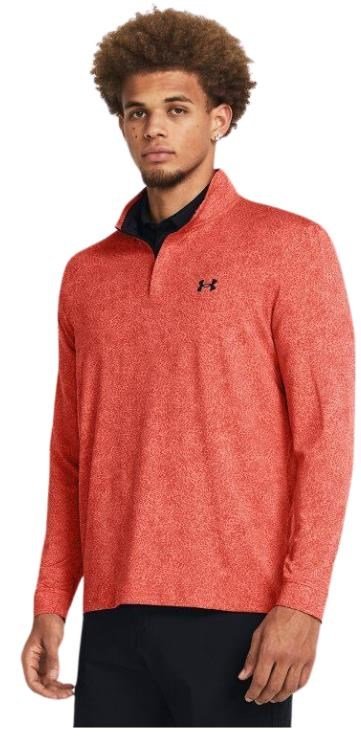 Under Armour Playoff Printed 1/4 Zip pánska mikina, coho/red solstice/black