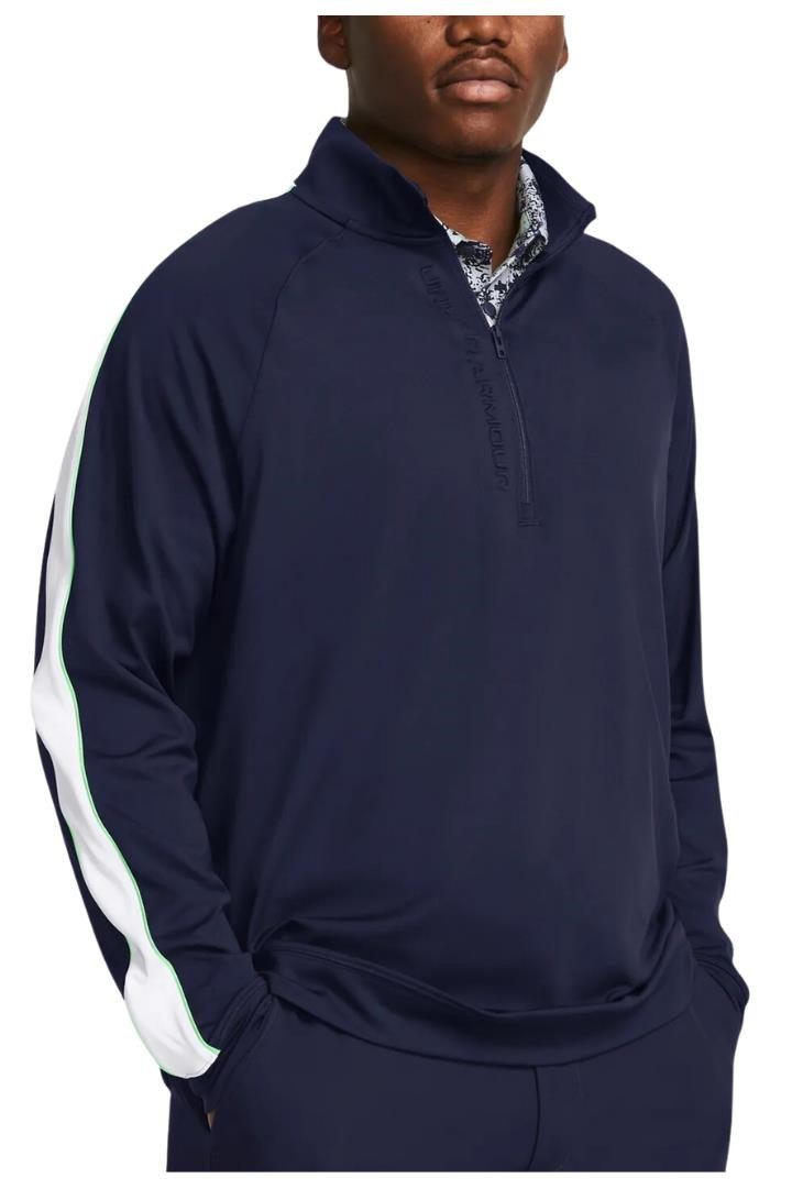 Under Armour Storm Midlayer 1/2 Zip pánska mikina, midnight navy/matrix green/white
