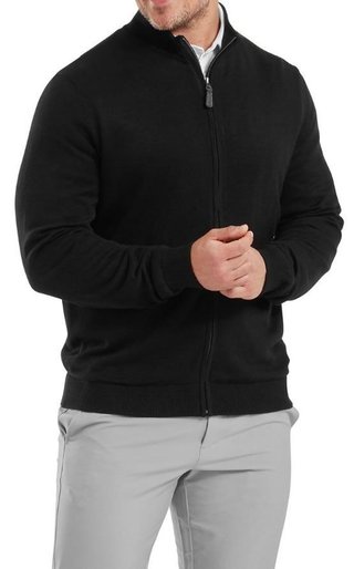 FootJoy Drirelease Full-Zip Lined pánsky sveter, čierny