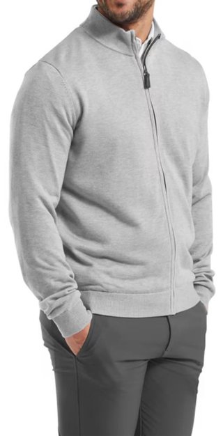 FootJoy Drirelease Full-Zip Lined pánsky sveter, sivý
