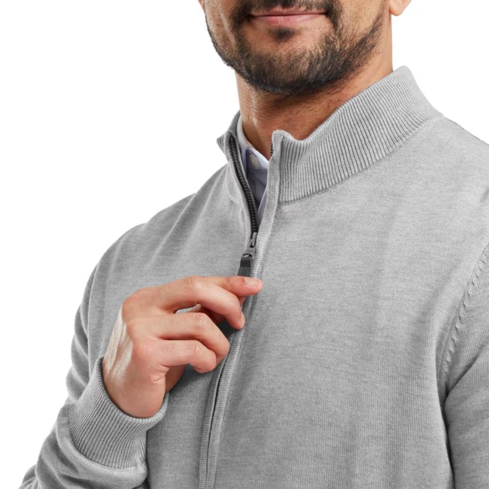 FootJoy Drirelease Full-Zip Lined pánsky sveter, sivý