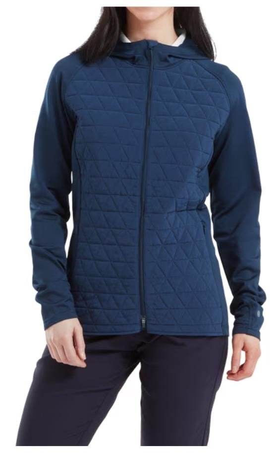FootJoy ThermoSeries Hybrid dámska mikina s kapucňou, floral tonal navy