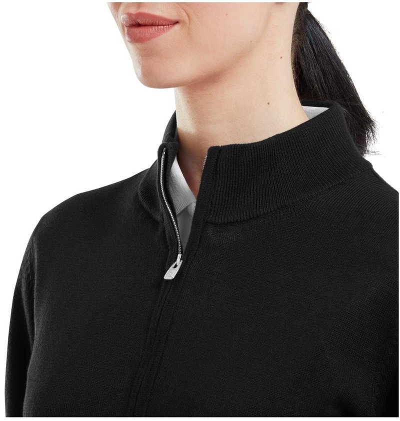 FootJoy Drirelease Full-Zip Lined dámsky sveter, čierny