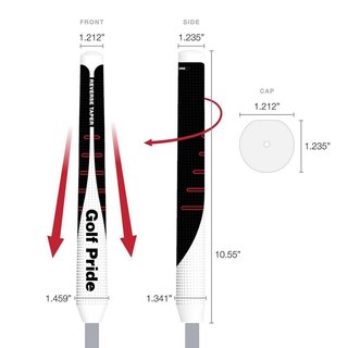 Golf Pride Reverse Taper putter grip, Round Large, červený vrchnák