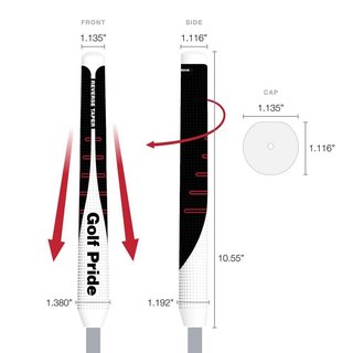 Golf Pride Reverse Taper putter grip, Round Medium, červený cap