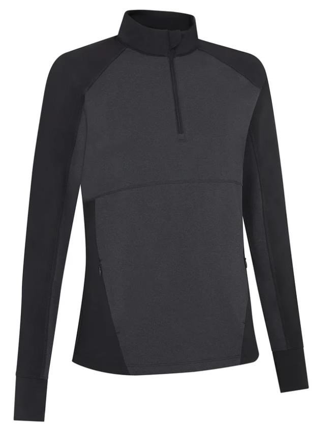 Callaway Lightweight Knit Heathered 1/4 Zip dámske tričko s dlhým rukávom, ebony heather