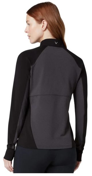 Callaway Lightweight Knit Heathered 1/4 Zip dámske tričko s dlhým rukávom, ebony heather