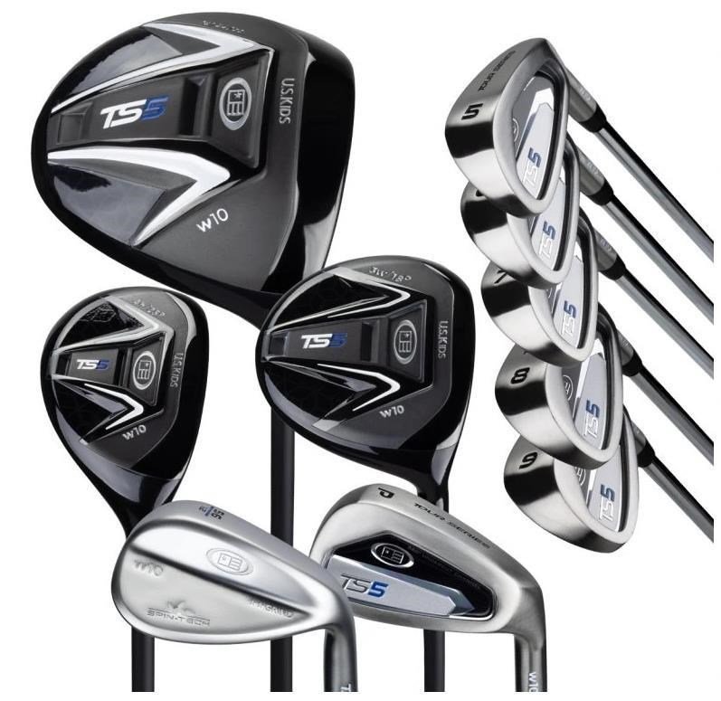 U.S. Kids Golf TS5-57 (145cm) 10-Club juniorský golfový set, grafit + stand bag, tmavomodrá/biela