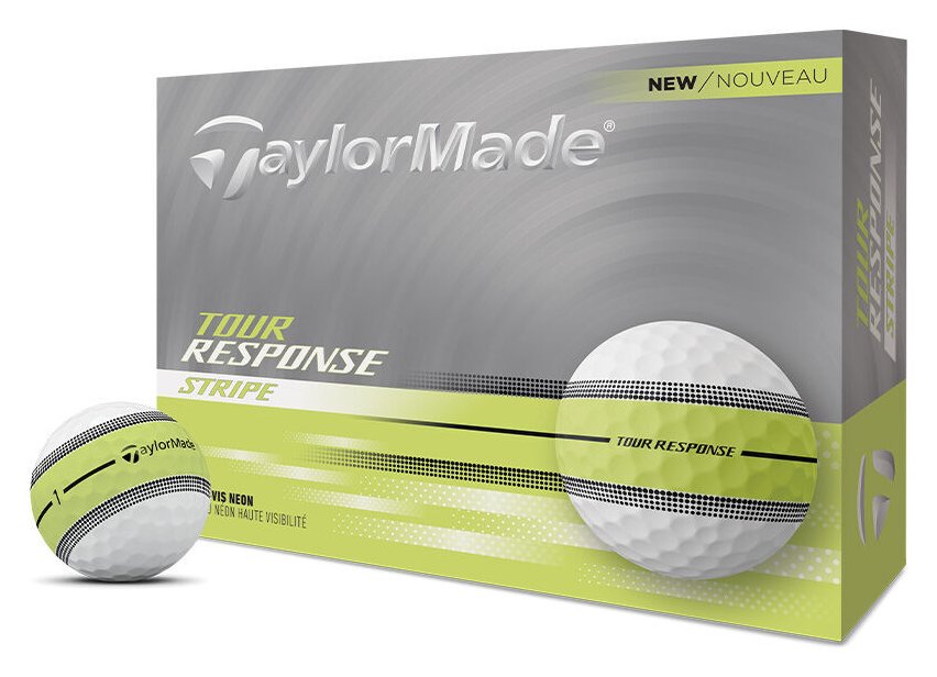 TaylorMade Tour Response Neon Stripe golfové loptičky (12 loptičiek), žltá