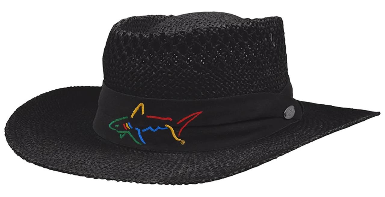 Greg Norman Signature Straw Hat, čierny