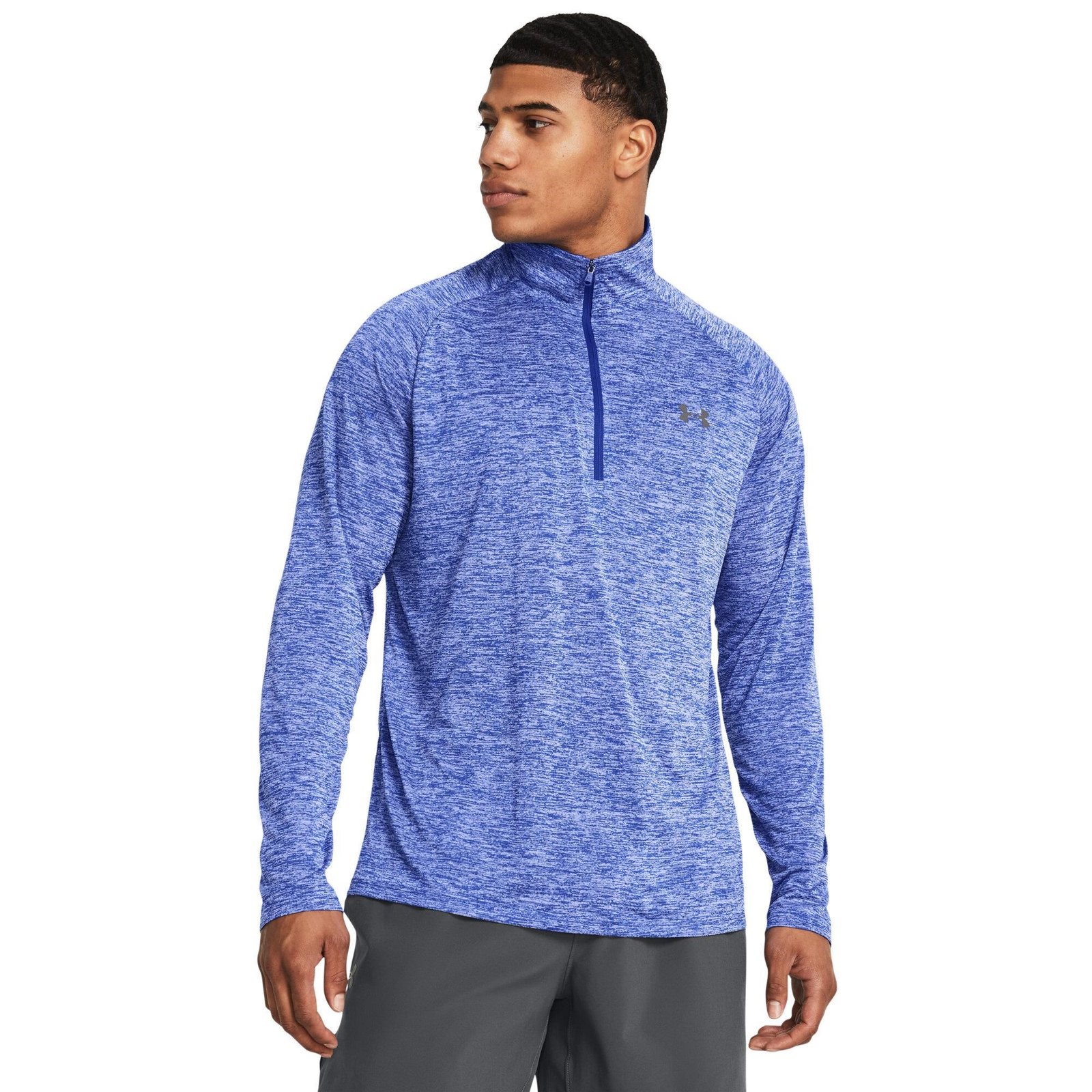 Under Armour Tech 2.0 1/2 Zip pánske tričko s dlhým rukávom, royal white