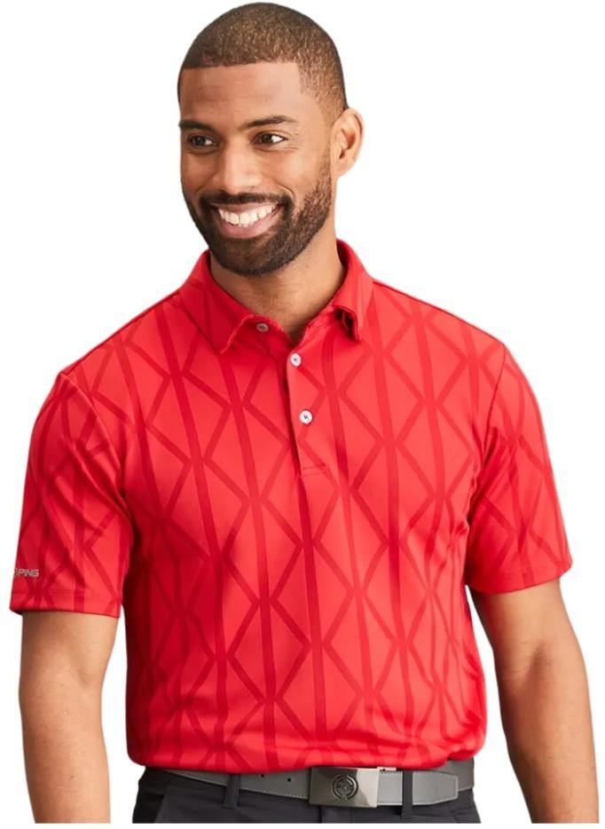 PING Lenny Jacquard pánske polo, rich red