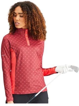 PING Lolette Printed dámske polo s dlhým rukávom 2024, tibetan red multi/cayenne