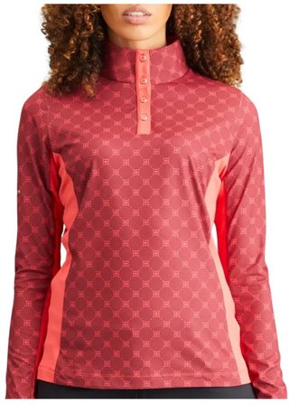 PING Lolette Printed dámske polo s dlhým rukávom 2024, tibetan red multi/cayenne
