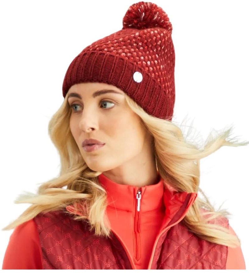 PING Oti Textured Knit Bobble dámska zimná čiapka 2024, tibetan red multi