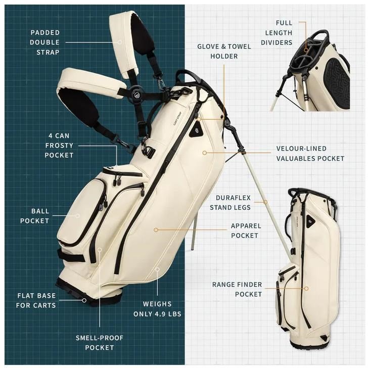 Sunday Golf Ryder S-Class stand bag, krémový