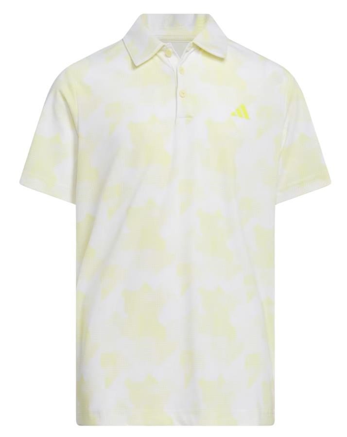 Adidas Printed Scripted detské polo, bielo/práškovo žlté
