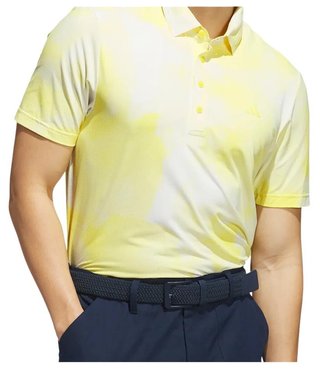 Adidas Ultimate365 Tour Printed pánske polo, bielo/práškovo žlté