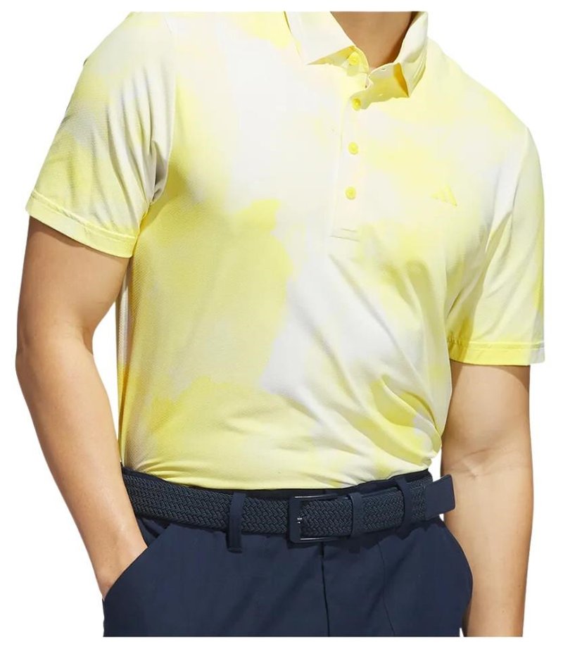Adidas Ultimate365 Tour Printed pánske polo, bielo/práškovo žlté
