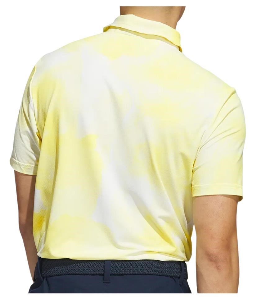 Adidas Ultimate365 Tour Printed pánske polo, bielo/práškovo žlté
