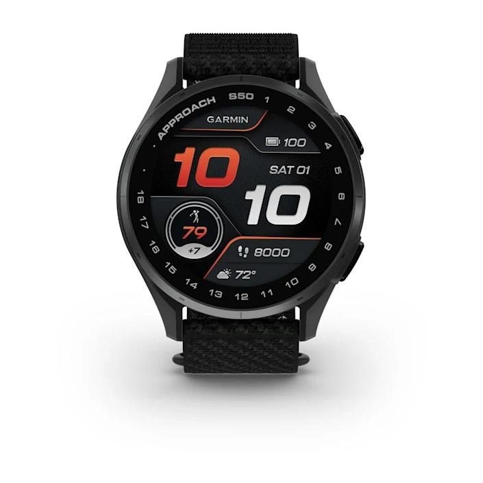 Garmin Approach S50 GPS hodinky, čierny nylón/strieborný hliník