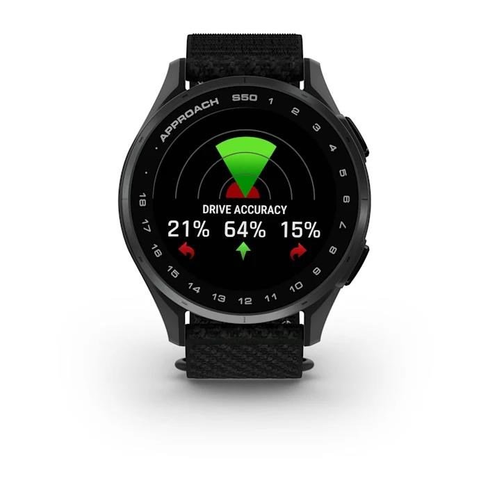 Garmin Approach S50 GPS hodinky, čierny nylón/strieborný hliník