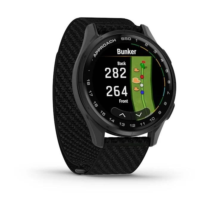 Garmin Approach S50 GPS hodinky, čierny nylón/strieborný hliník