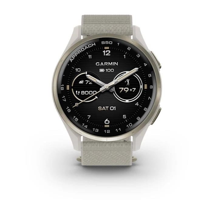 Garmin Approach S50 GPS hodinky, ivory nylon/cream gold aluminium