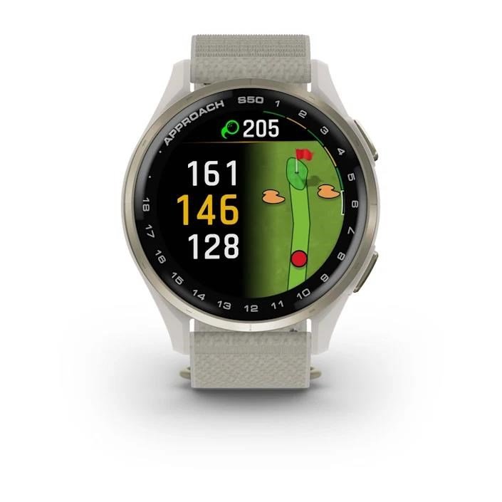 Garmin Approach S50 GPS hodinky, ivory nylon/cream gold aluminium