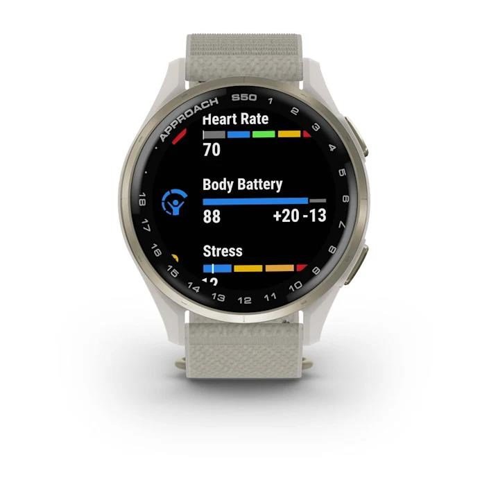 Garmin Approach S50 GPS hodinky, ivory nylon/cream gold aluminium
