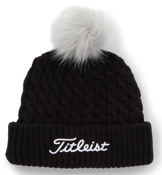 Titleist Cable Knit Pom Pom dámska zimná čepica, čierna