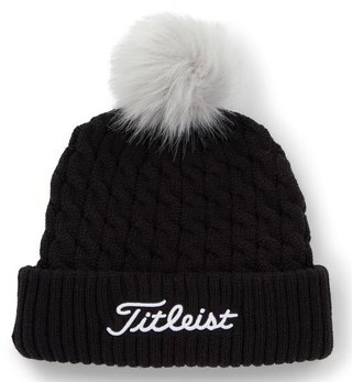 Titleist Cable Knit Pom Pom dámska zimná čepica, čierna