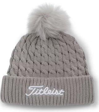 Titleist Cable Knit Pom Pom dámska zimná čiapka, svetlo šedá