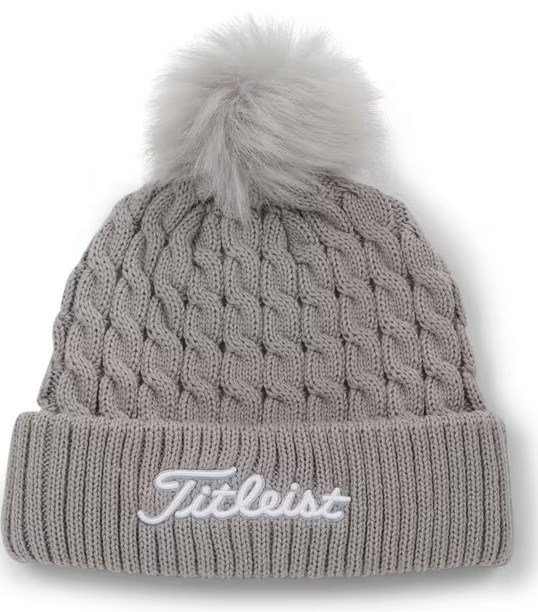 Titleist Cable Knit Pom Pom dámska zimná čiapka, svetlo šedá