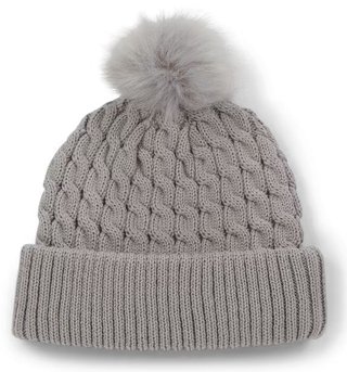 Titleist Cable Knit Pom Pom dámska zimná čiapka, svetlo šedá