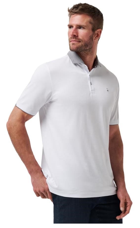 Travis Mathew Reservation Number pánske polo, biele