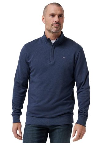 Travis Mathew CLOUD QUARTER ZIP 2.0 pánska mikina, heather blue