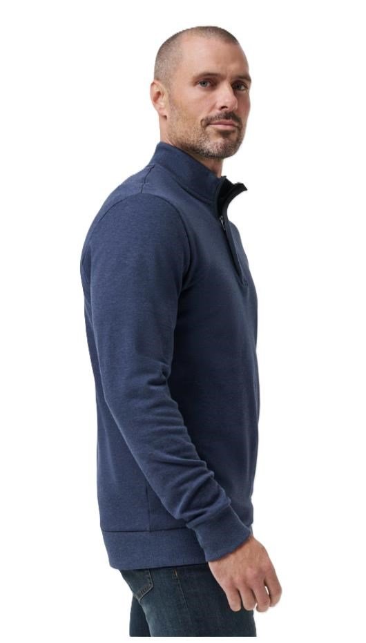 Travis Mathew CLOUD QUARTER ZIP 2.0 pánska mikina, heather blue