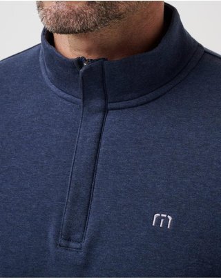 Travis Mathew CLOUD QUARTER ZIP 2.0 pánska mikina, heather blue