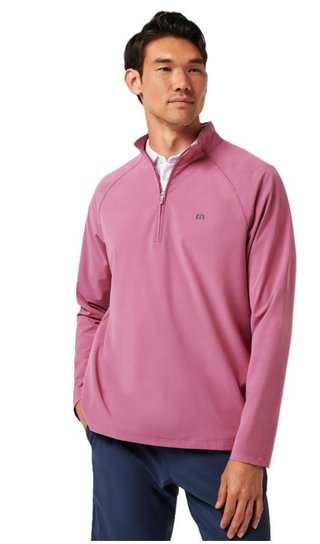 Travis Mathew Air Tram Quarter Zip pánska mikina, rose wine