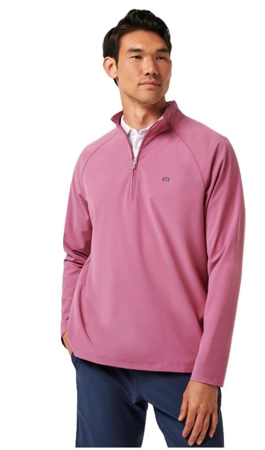 Travis Mathew Air Tram Quarter Zip pánska mikina, rose wine