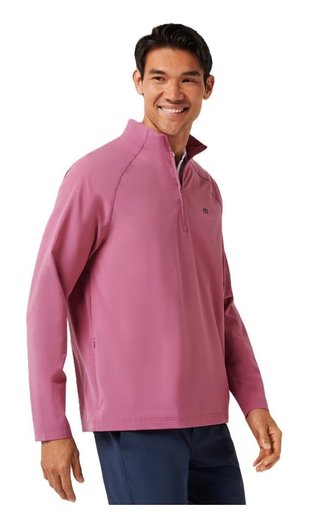 Travis Mathew Air Tram Quarter Zip pánska mikina, rose wine