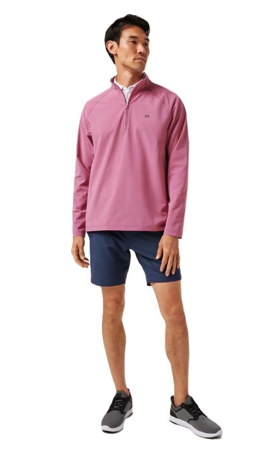 Travis Mathew Air Tram Quarter Zip pánska mikina, rose wine