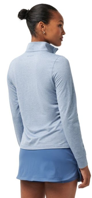 Travis Mathew Featherweightt Active Zip Long Sleeve dámske polo, heather copen blue