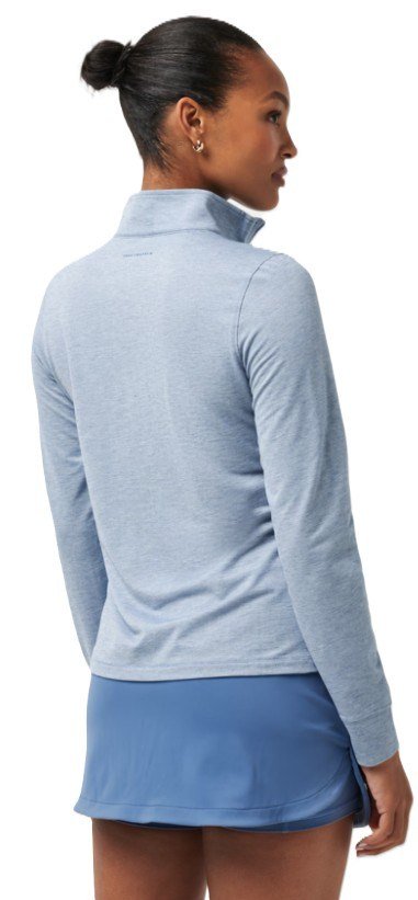 Travis Mathew Featherweightt Active Zip Long Sleeve dámske polo, heather copen blue